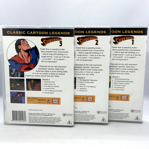 Superman 1940s Classic Cartoon Legends Vol 1 2 3 - DC Animated - DVD Set